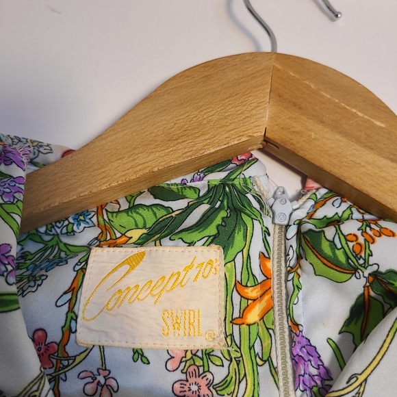 Vintage Concept Swirl 70s Bonwit Teller Floral Maxi Dress back Zip Read - Picture 14 of 16